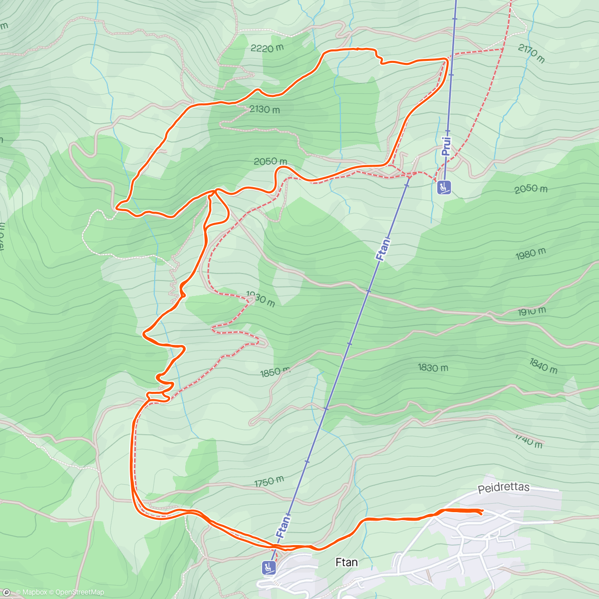 Map of the activity, Afternoon SkiMo