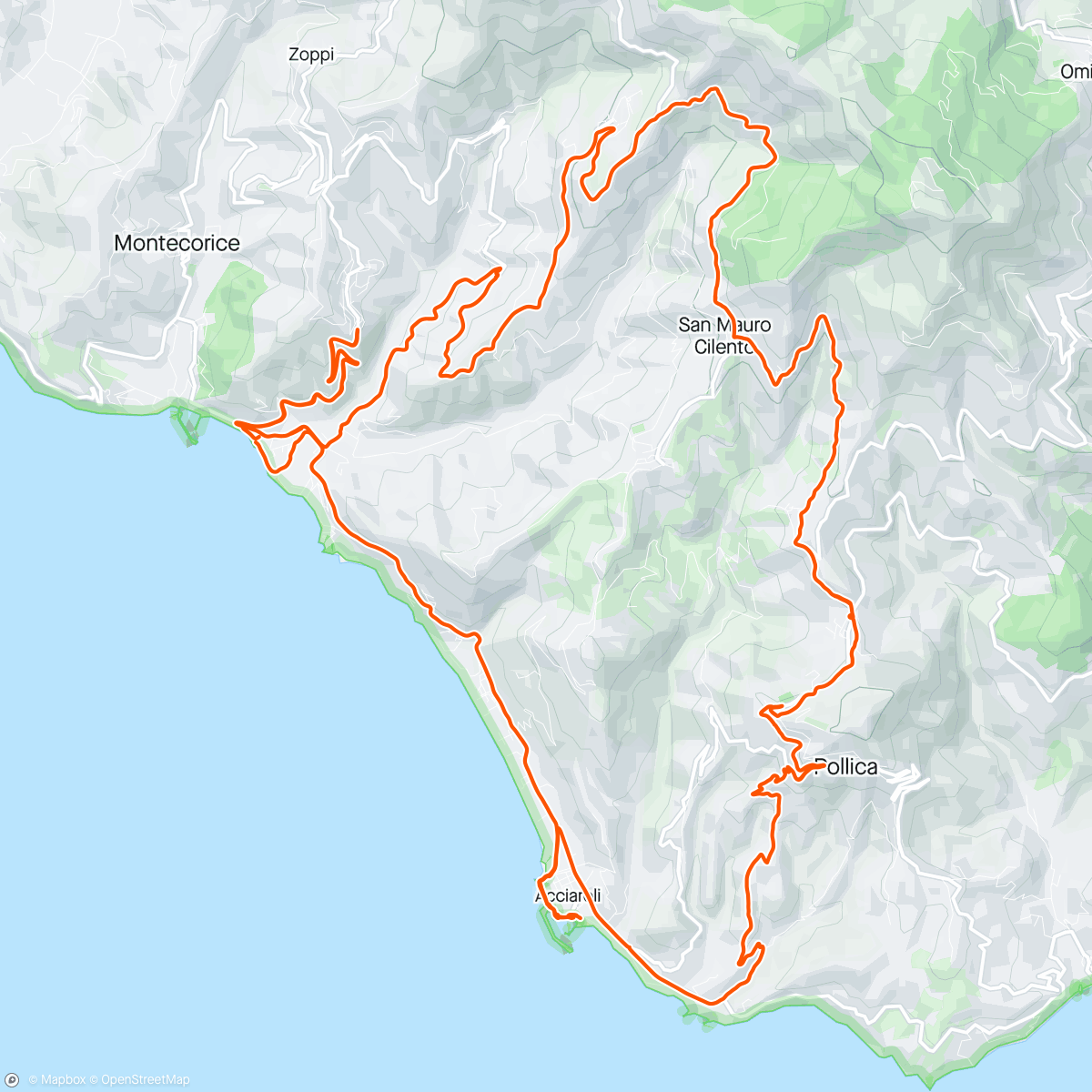 Mappa dell'attività Acciaroli - Pollica - Course perdue contre la pluie, mais finale au soleil - Montecorice, Campania ⛅