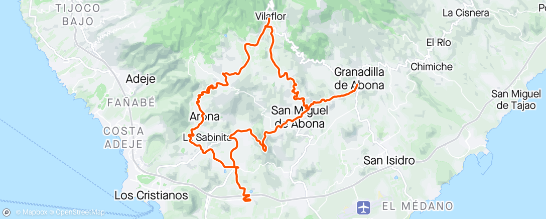 Map of the activity, Granadilla-Parque de la Reina-Arona-Vilaflor-Granadilla