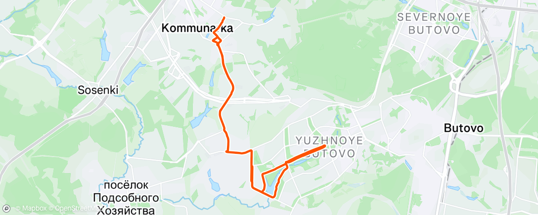 Map of the activity, Вечерний забег