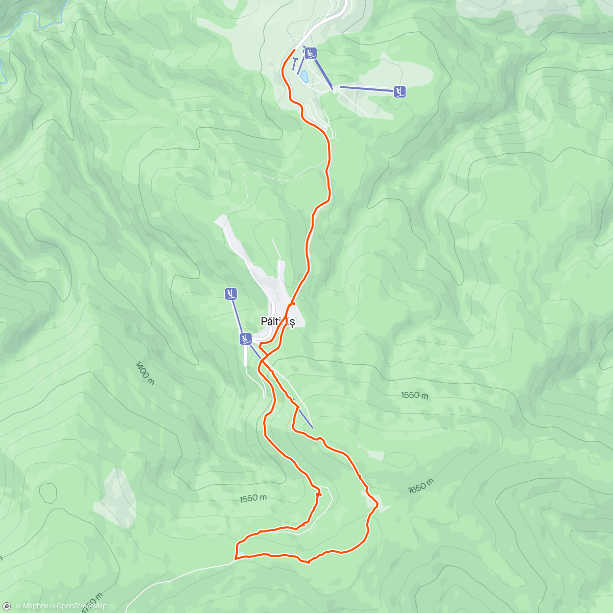 Map of the activity, Hike in păltinis