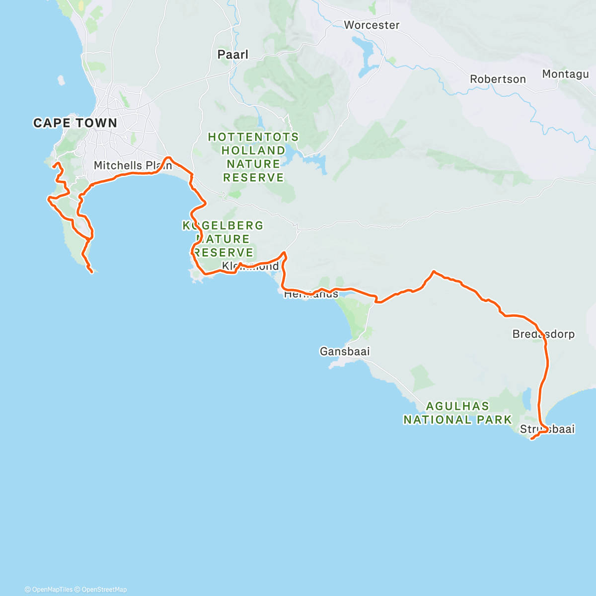 Map of the activity, Von Kapstadt zum Kap Agulhas der Südspitze Afrikas 🇿🇦