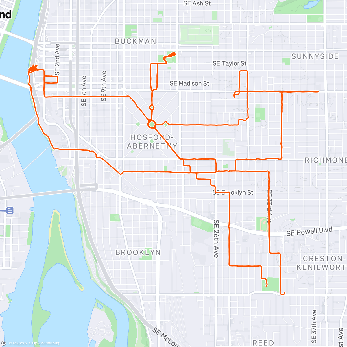 Map of the activity, Full Moon naked ride.