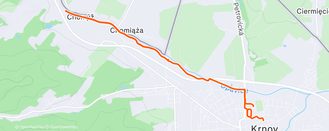 Map of the activity, Afternoon Run