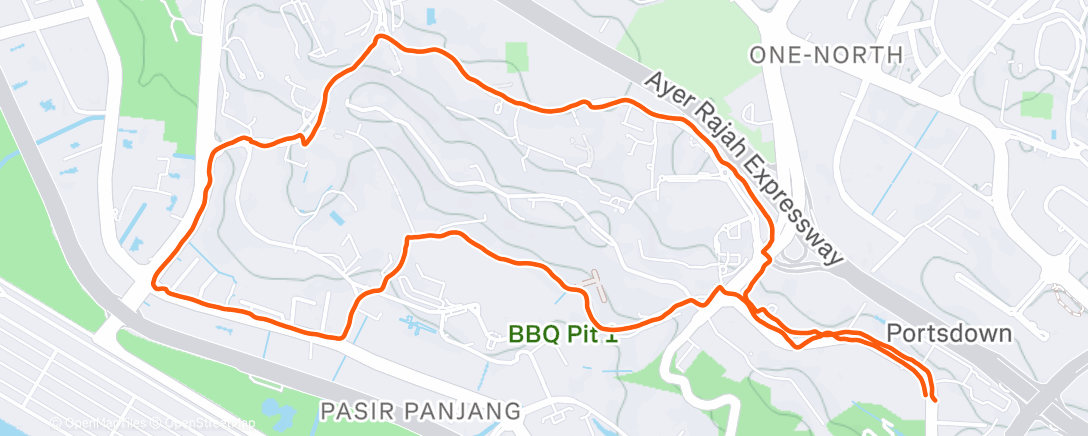 Map of the activity, Evening Run