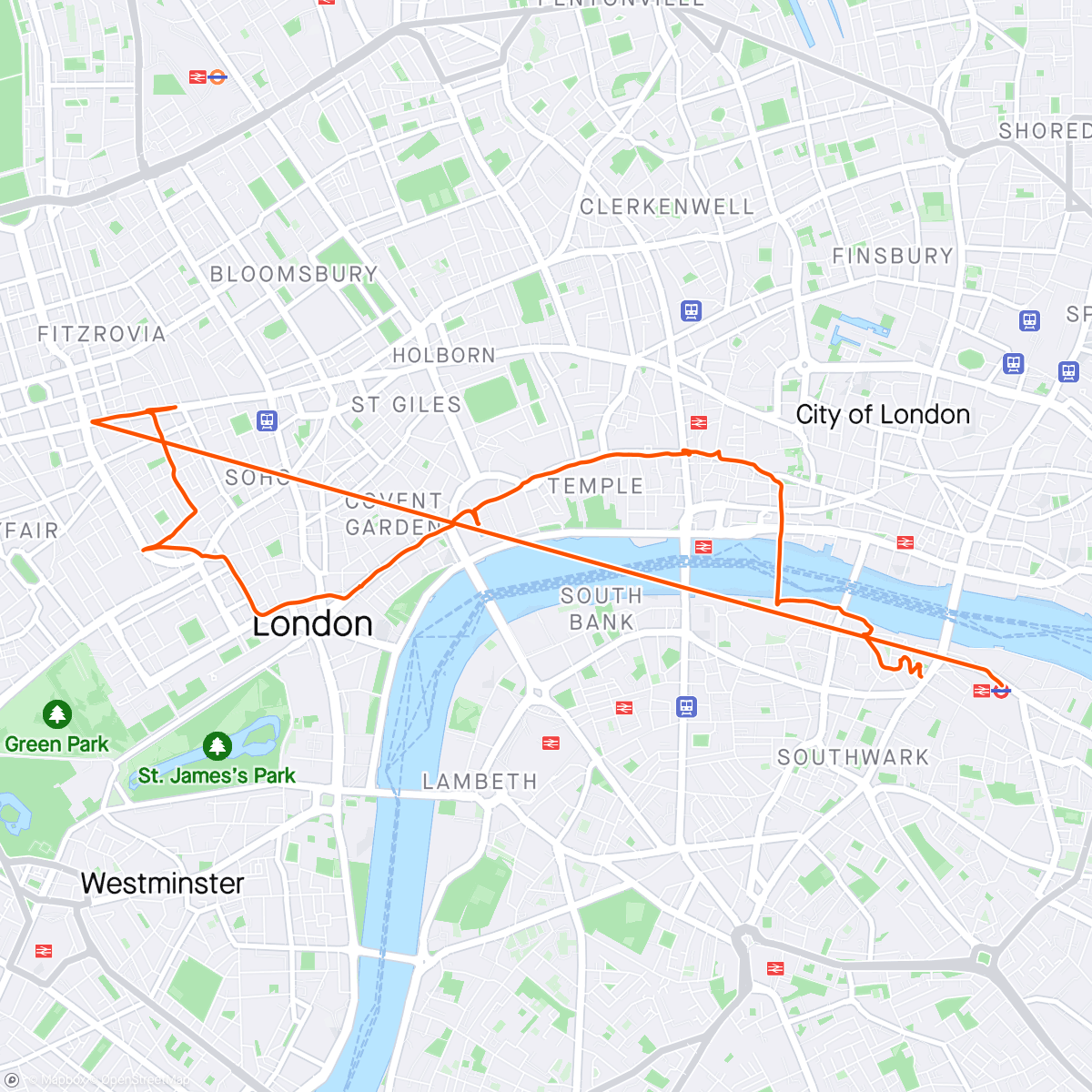 Map of the activity, Post Ride London Bimble