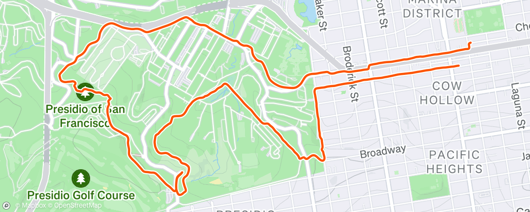 Map of the activity, Afternoon Run