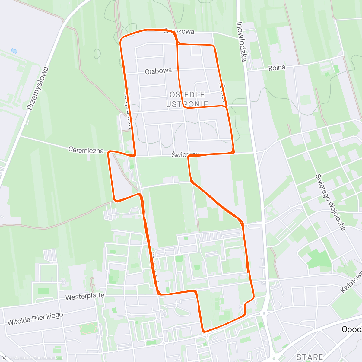 Map of the activity, Rowerzyści biegaczom, czyli rowerowa obstawa opoczyńskiego biegu Wings for Life Word Run 2024 - Apple Run Event Opoczno