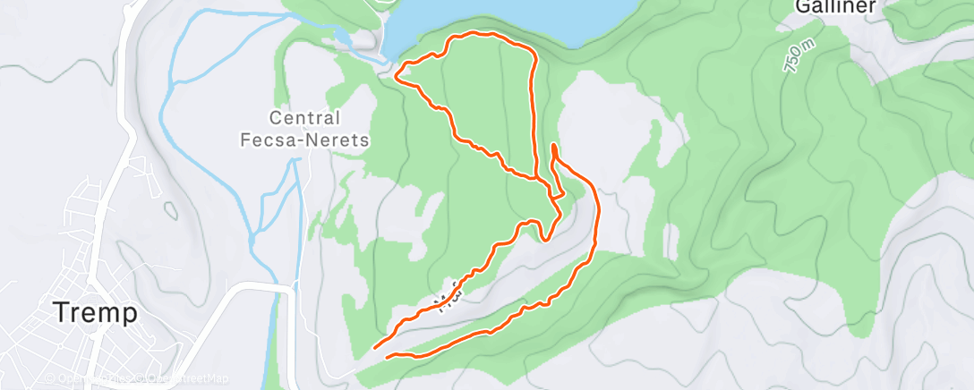 Map of the activity, Carrera de montaña por la tarde
