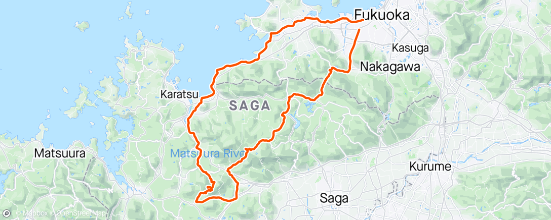 Map of the activity, 八幡岳ライド　150km2000UP