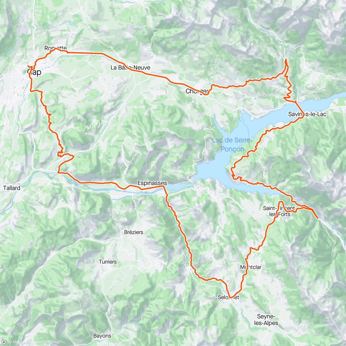 Map of the activity, RTT tour du lac 😇