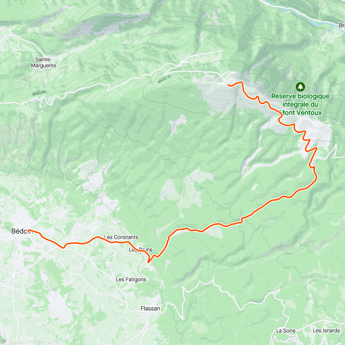 Map of the activity, ROUVY - Mt. Ventoux (Bedoin)