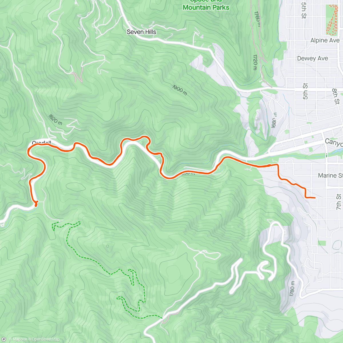 Map of the activity, Canyon Run