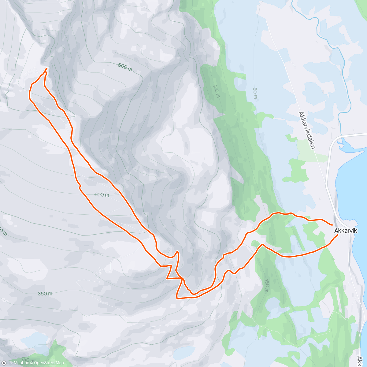Map of the activity, Lyngen Day 3: boat access Troltinden
