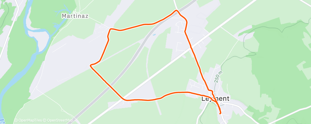 Map of the activity, Course à pied du midi