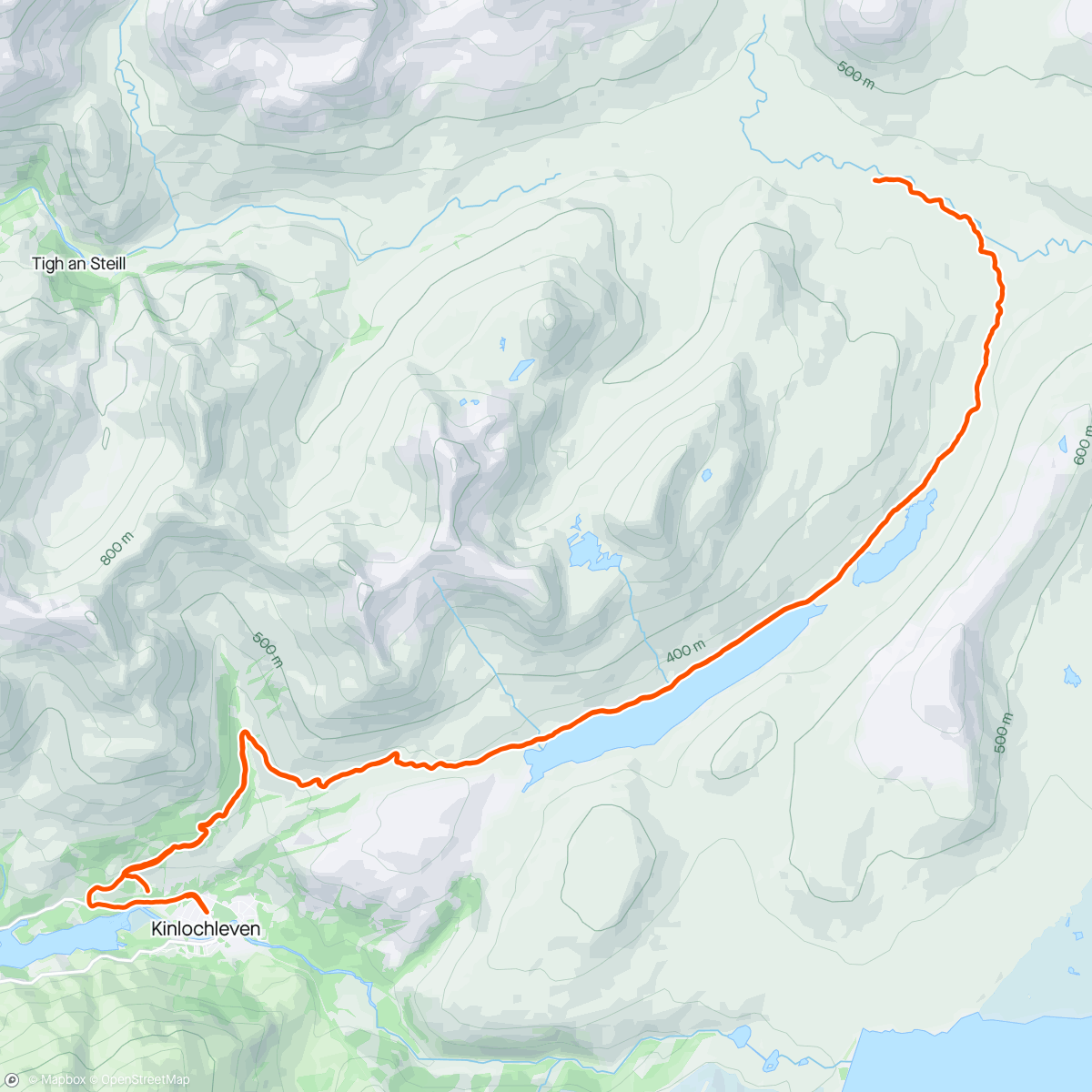 Map of the activity, loch Eilde Mor and beyond