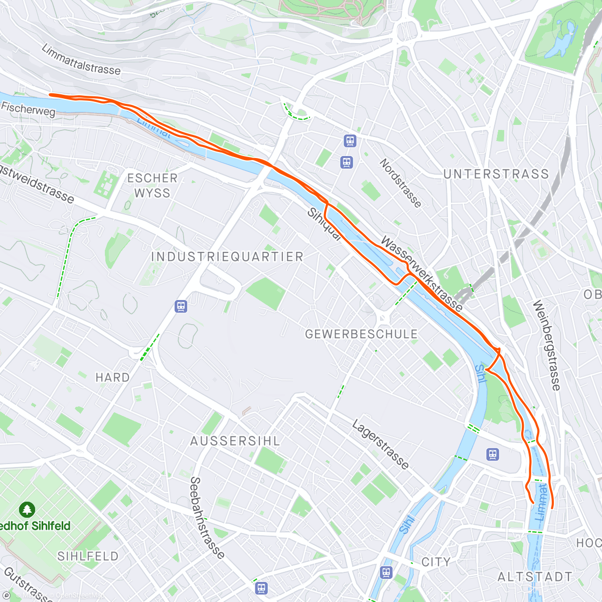 Map of the activity, Limmat lauf.