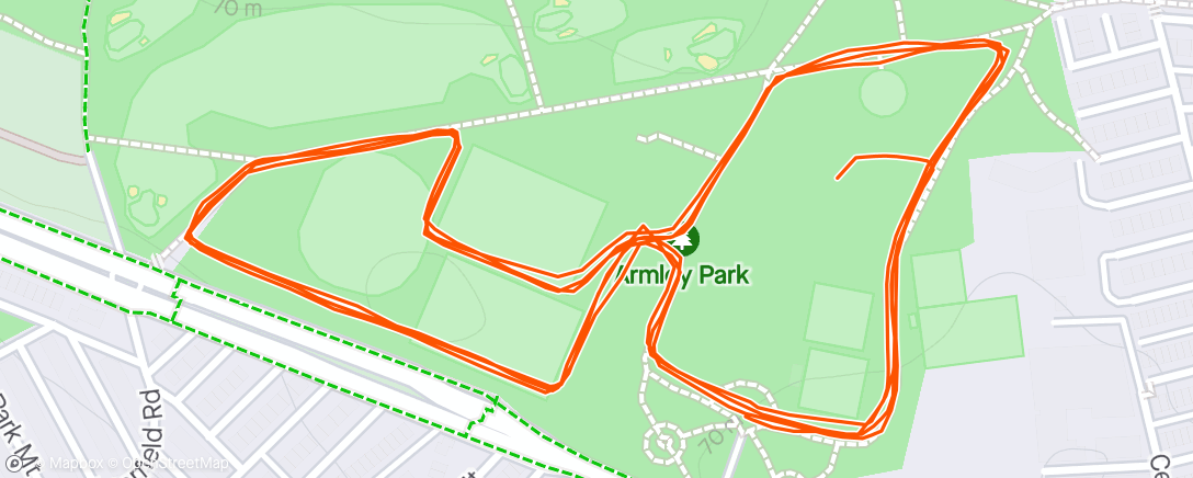 Map of the activity, Armley parkrun. Hard work so did a few walks. It was slippy and I was scared of falling following a diagnosis of osteoporosis yesterday.