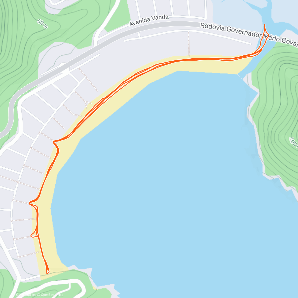 Map of the activity, Corridinha na Praia