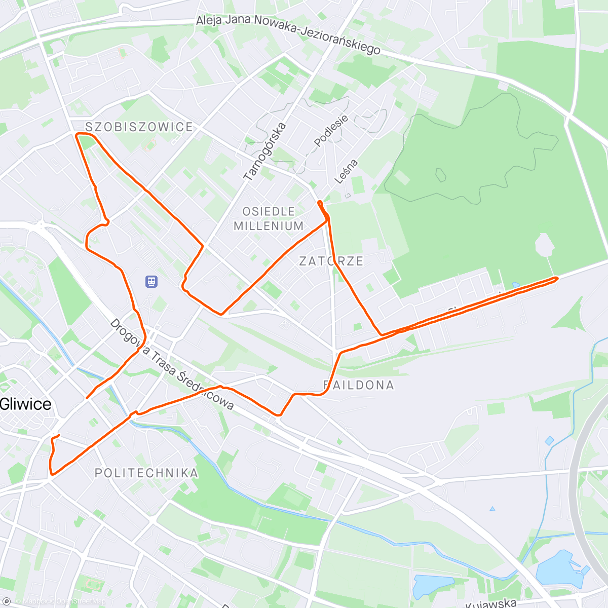 Map of the activity, Morning run in Gliwice