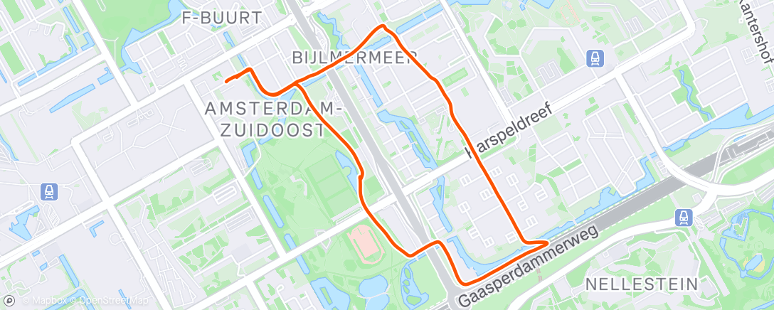 Map of the activity, Inlopen Bijlmer Run met Charlie