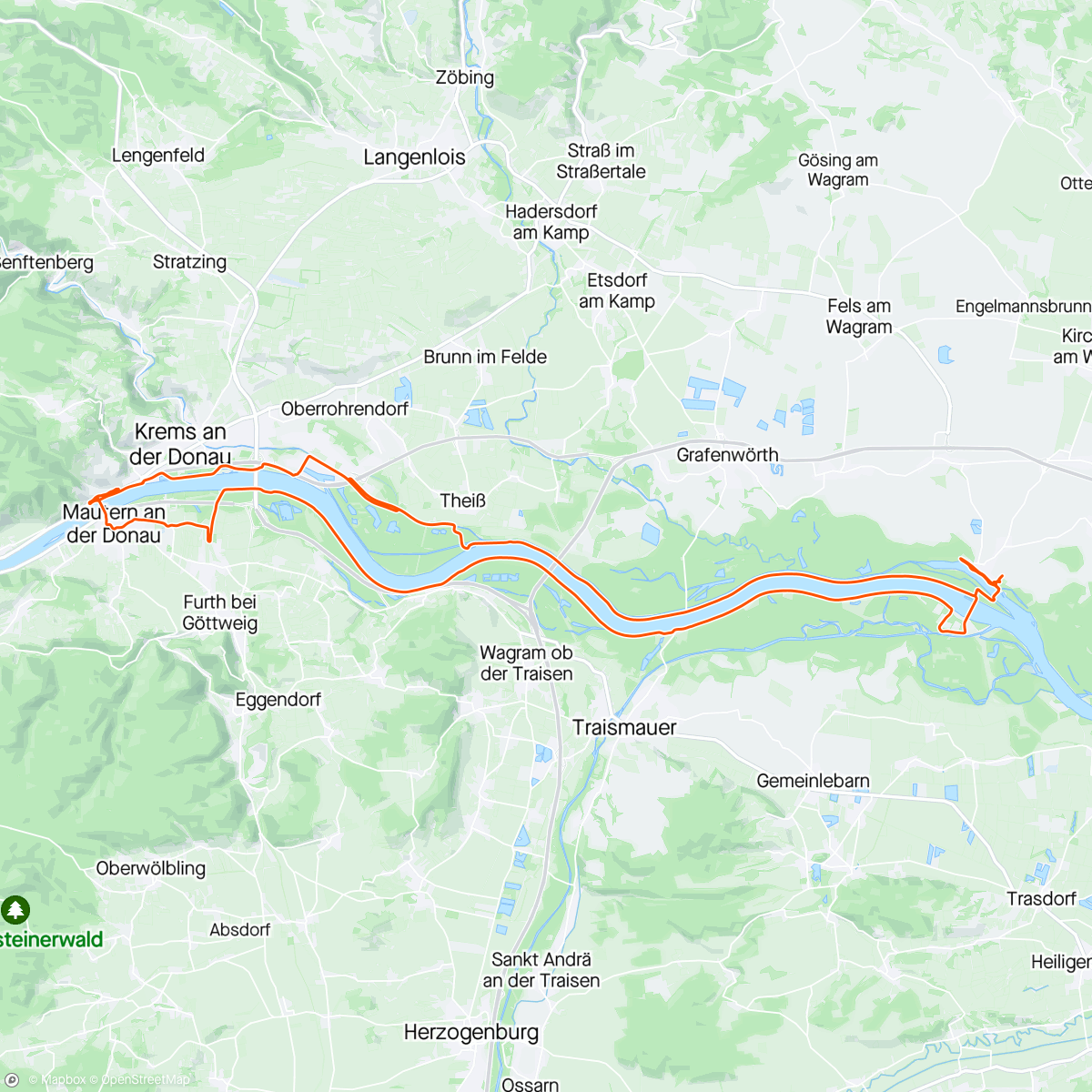 Mapa de la actividad, Donauradweg | Altenwörth - Krems