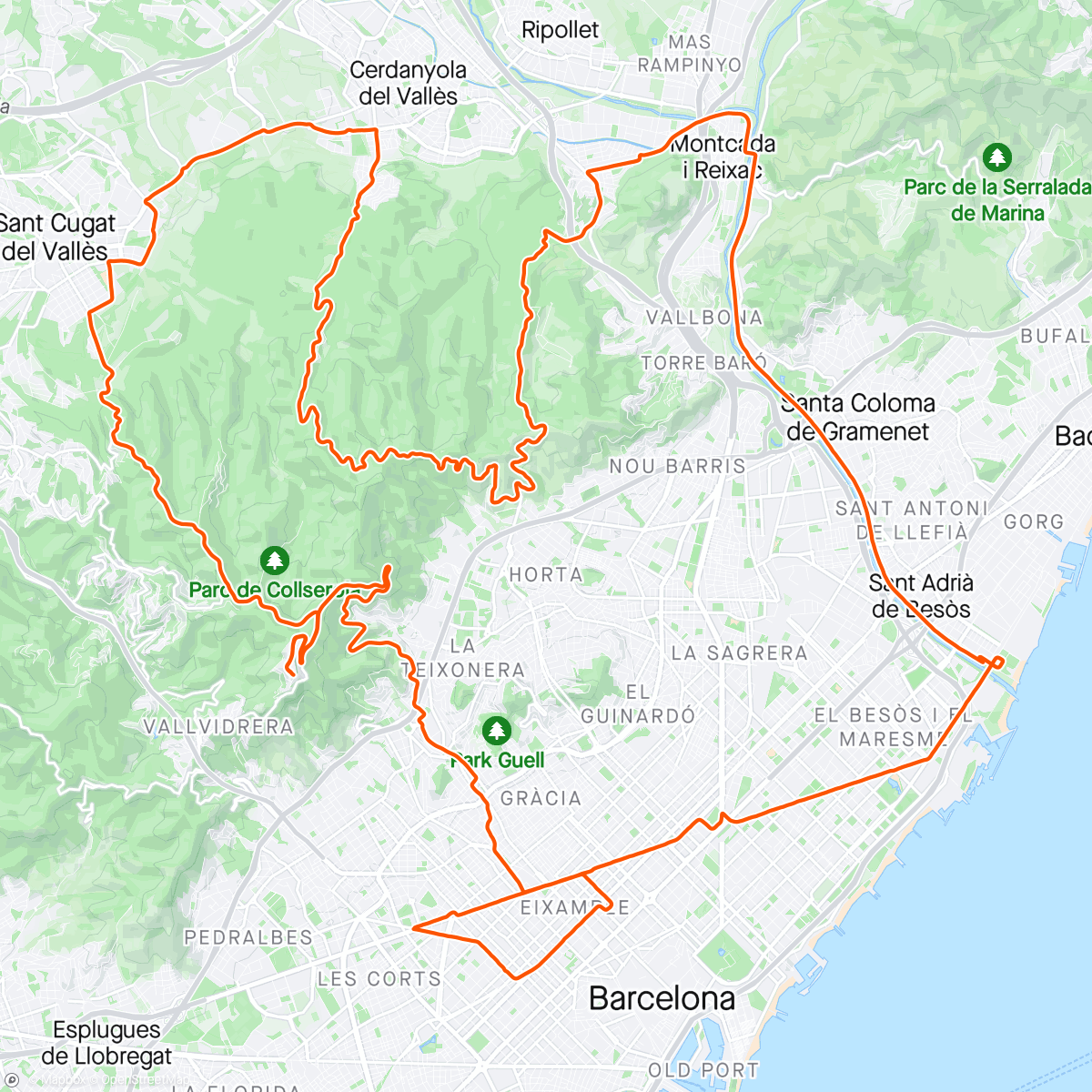 Mapa de la actividad (Morning Ride in Barcelona with Julio and Claudio Montefusco ( https://roadcycling.barcelona/ ))
