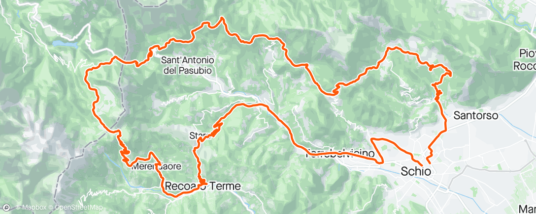 Map of the activity, Schio-S.Rocco-Cerbaro-Xomo-Ponte Verde-Pian delle Fugazze-Campogrosso-Recoaro-Xon-Schio