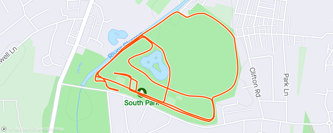 Map of the activity, Darlington South Park warm up