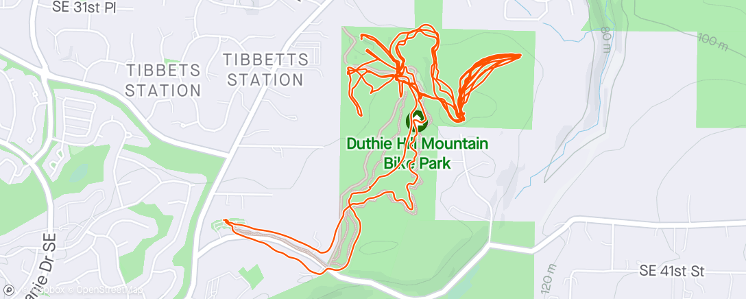 Map of the activity, Duthie Hill Mountain Bike Park