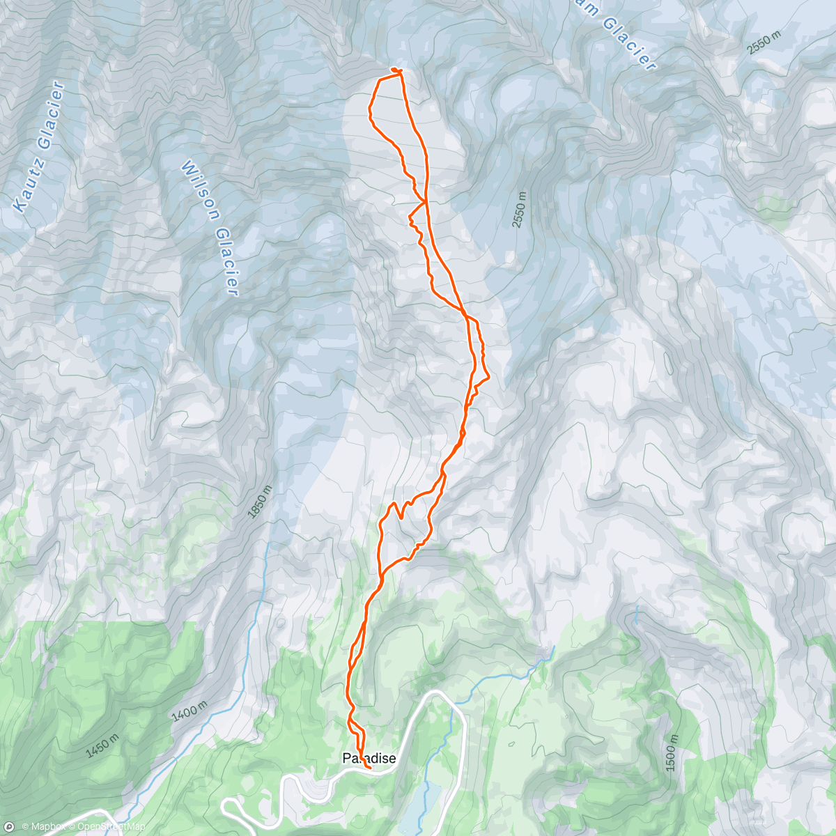 Map of the activity, Kids first Muir and ski down