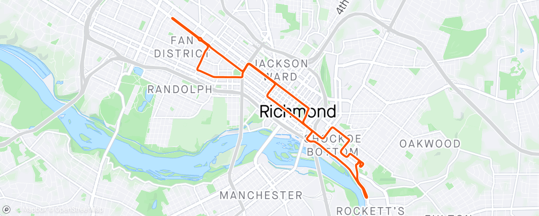 Karte der Aktivität „First ride since I cracked my ribs😊Zwift - Richmond 2015 Worlds Reverse in Richmond”