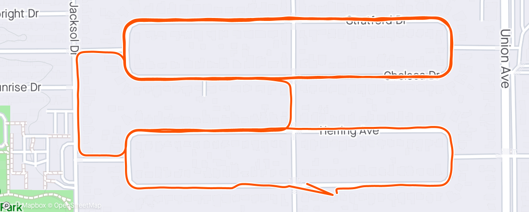 「Mid day run around the neighborhood.」活動的地圖