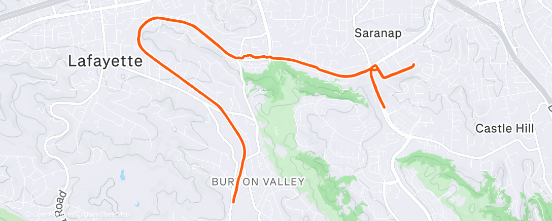 Map of the activity, Afternoon Run