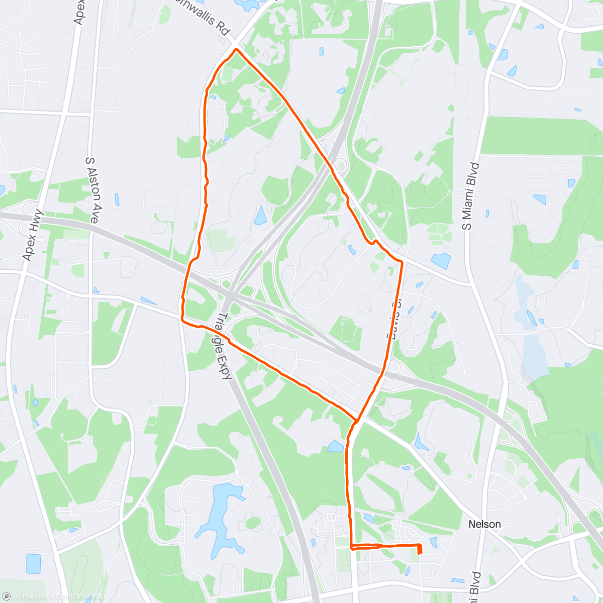 Map of the activity, RTP Greenway North Loop