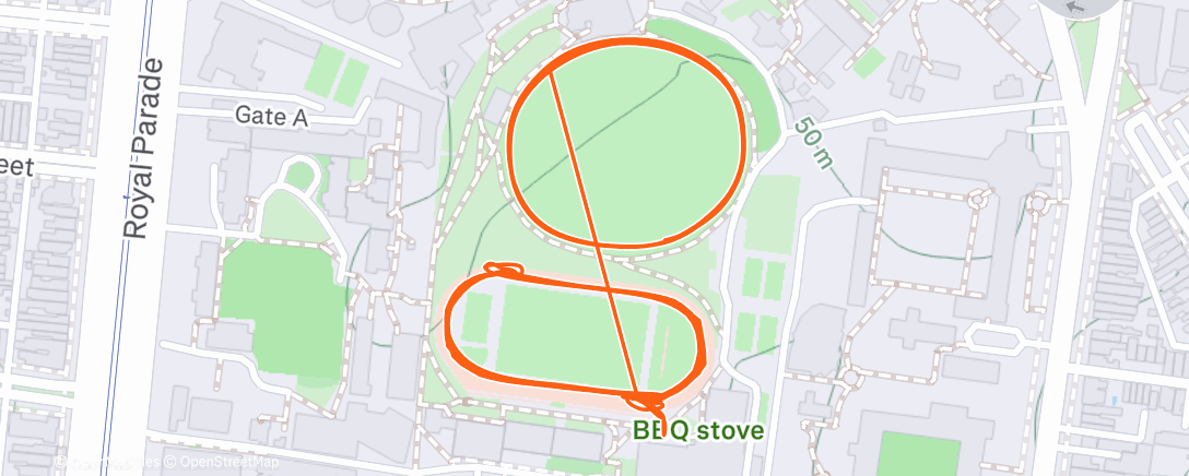 Map of the activity, 2k T, 4 x 400, 4 x 200