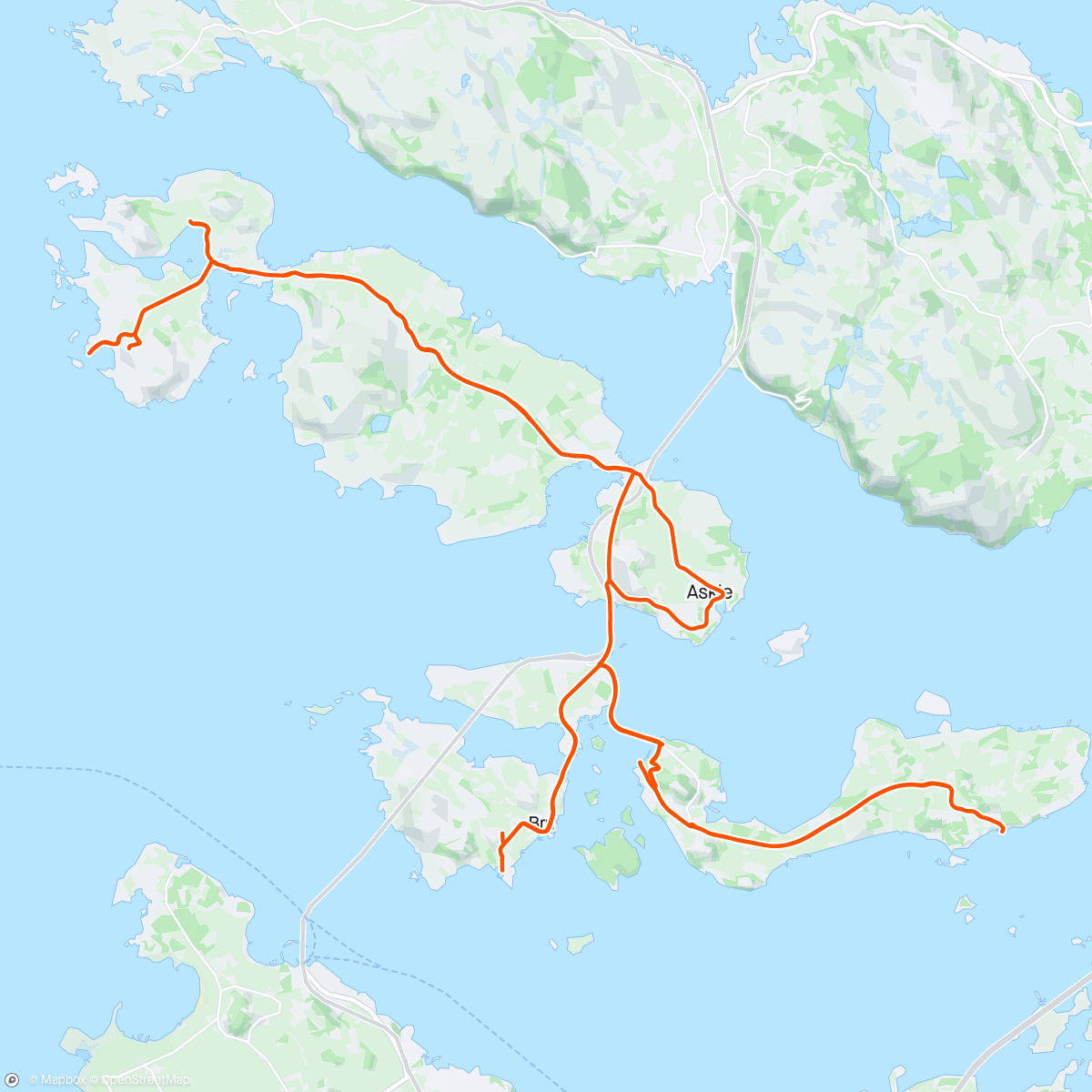 Mapa de la actividad, Øyhopping på sykkel