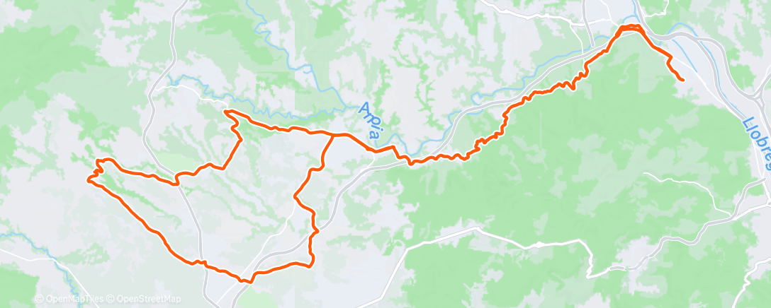 Map of the activity, Bicicleta por la tarde