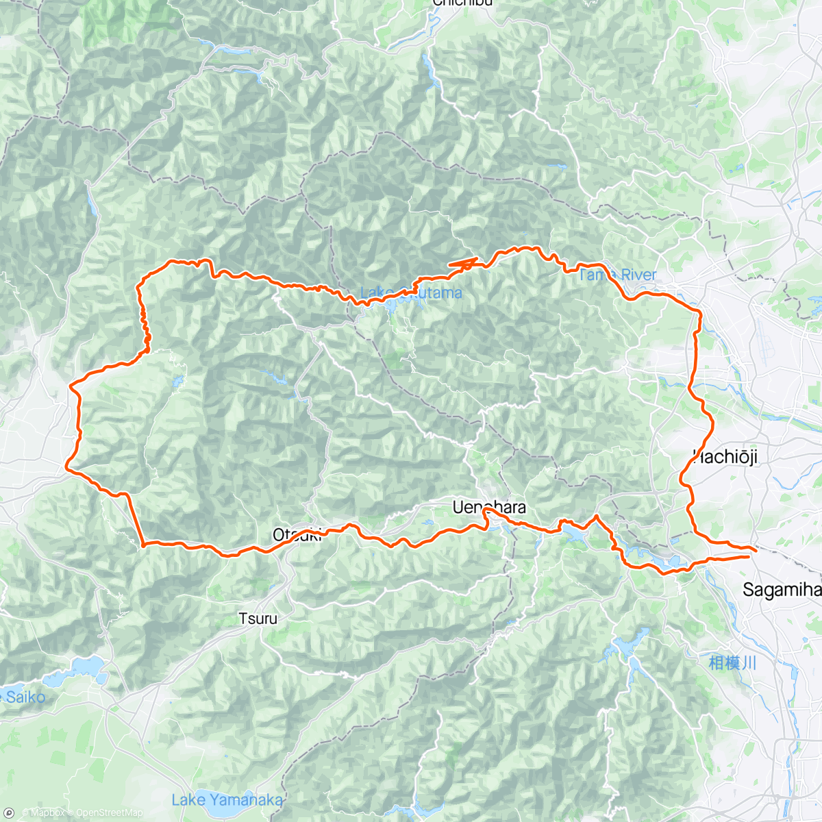 Mapa da atividade, lake okutama to yanagisawa pass LOOP