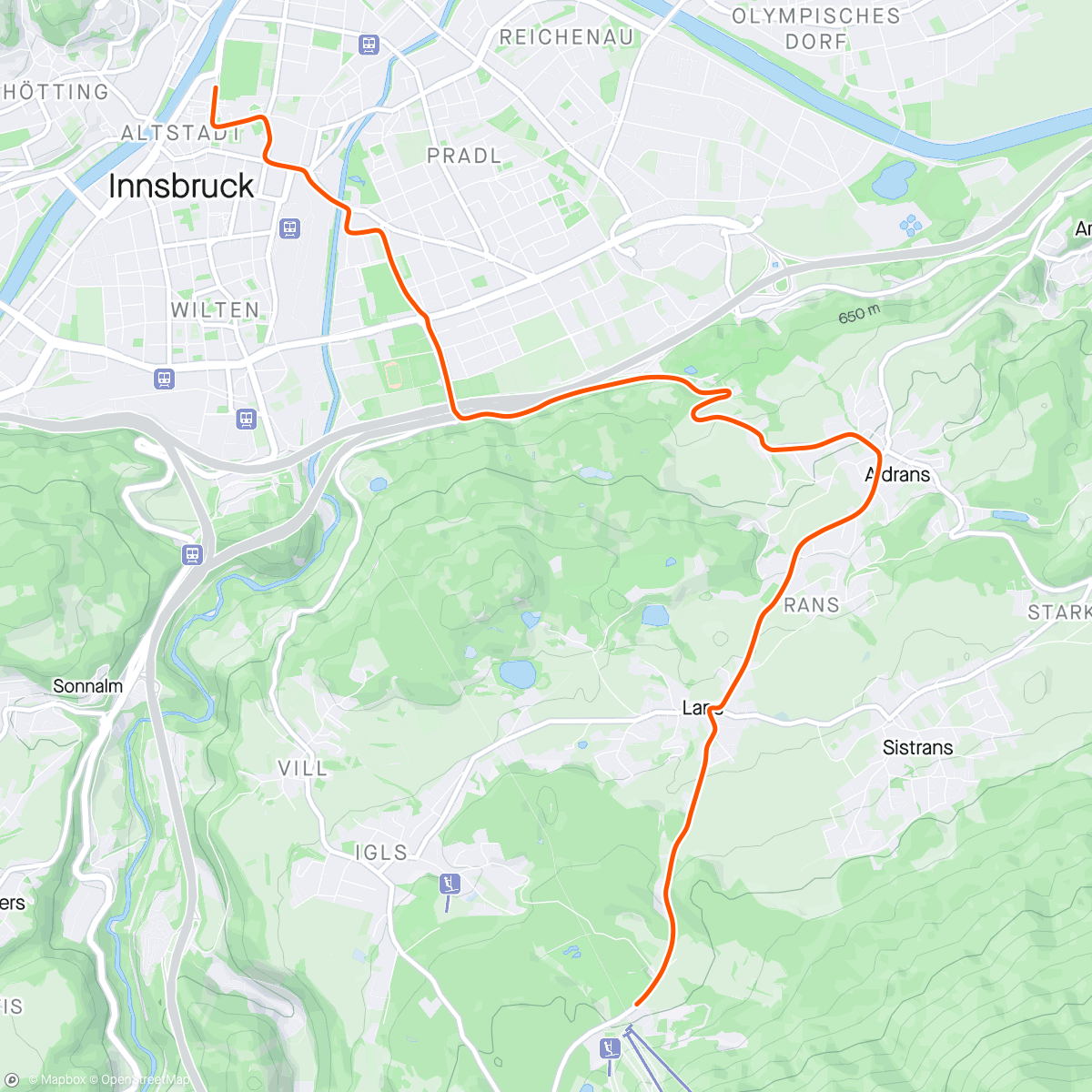 Carte de l'activité Zwift - Lactate Shuttle #1 in Innsbruck