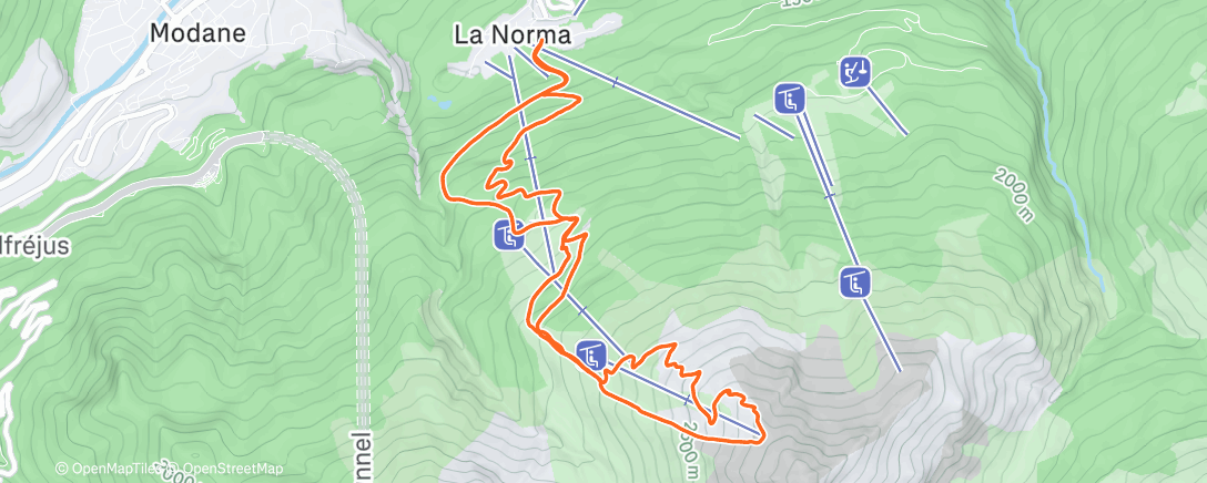 Map of the activity, Skimo La Norma