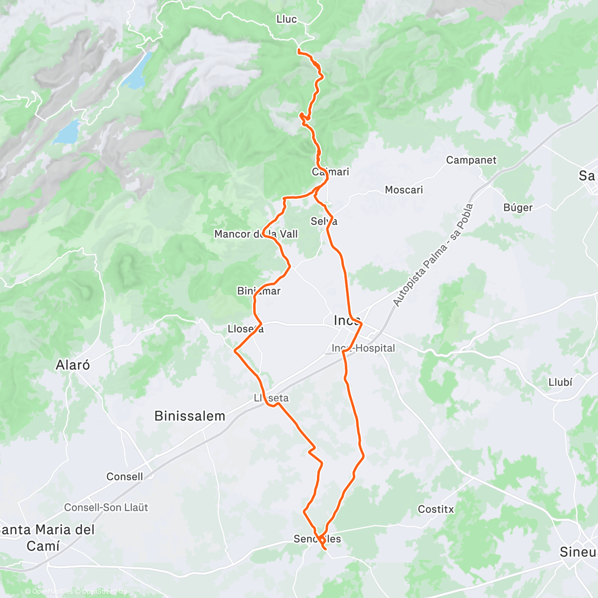 Map of the activity, Coll de sa Batalla