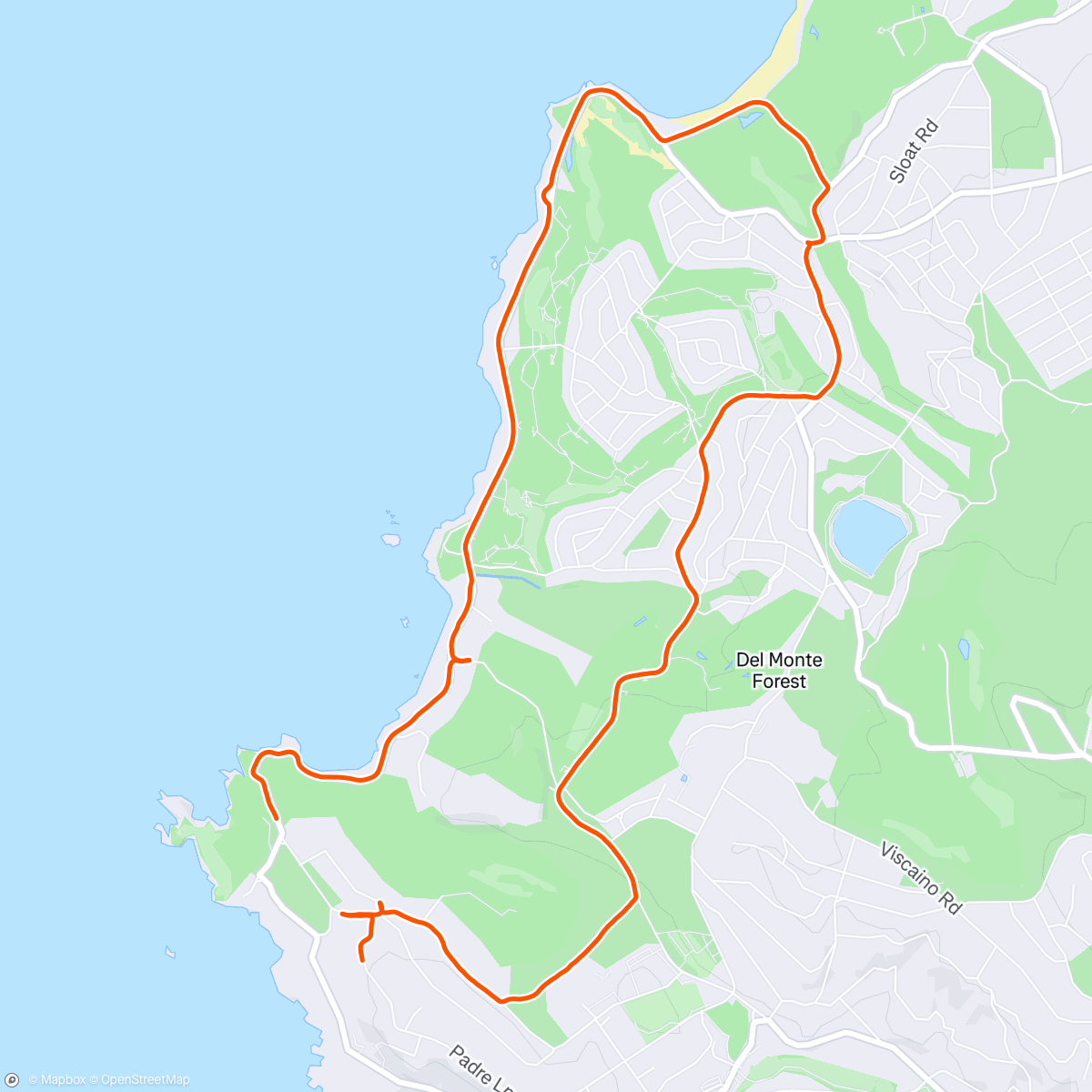 Map of the activity, Dodging deer, golf balls, and downed trees…
