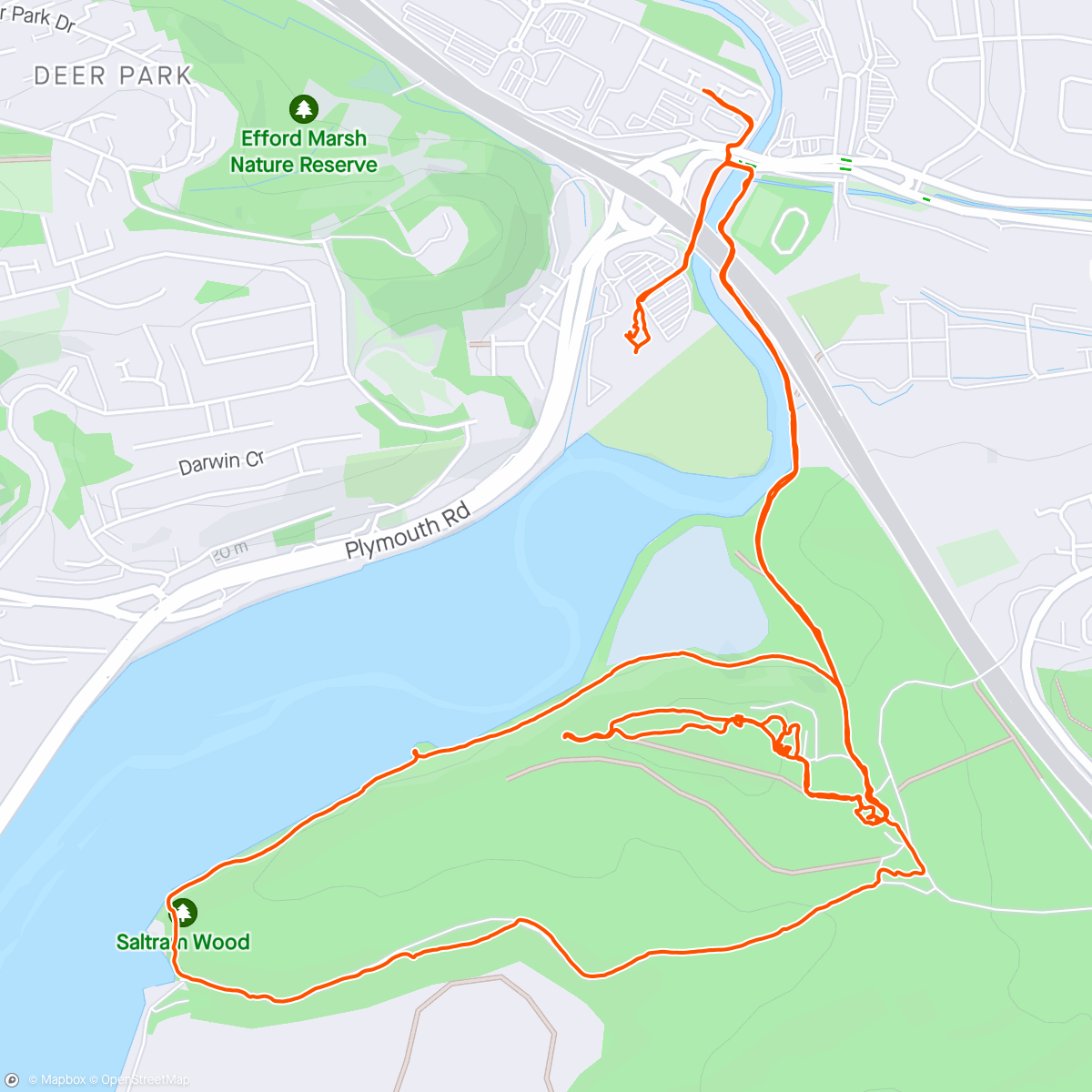 Map of the activity, Lovely Spring afternoon at Saltram with Denise 😎