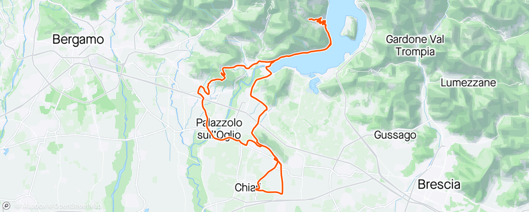 Map of the activity, 14/04/2024 - BDC #10: dietro motore (Dario) fino a Sarnico, poi Vigolo, caffè ☕️ e Gandosso con Angelo, Federico e Rolando 
#buonadomenica 👋🌸☀️
