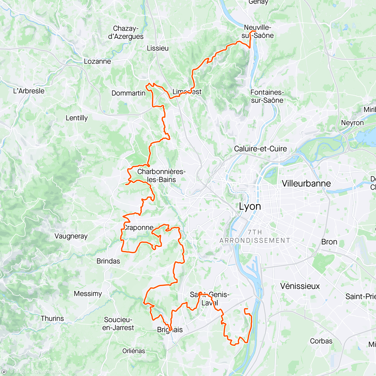 Mapa da atividade, ST🦁 - Tour des Forts de Lyon 😍