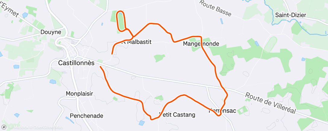 Map of the activity, Course à pied dans l'après-midi