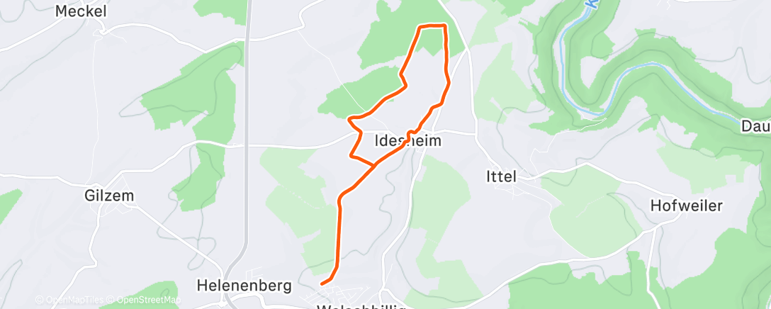 Map of the activity, Afternoon Run