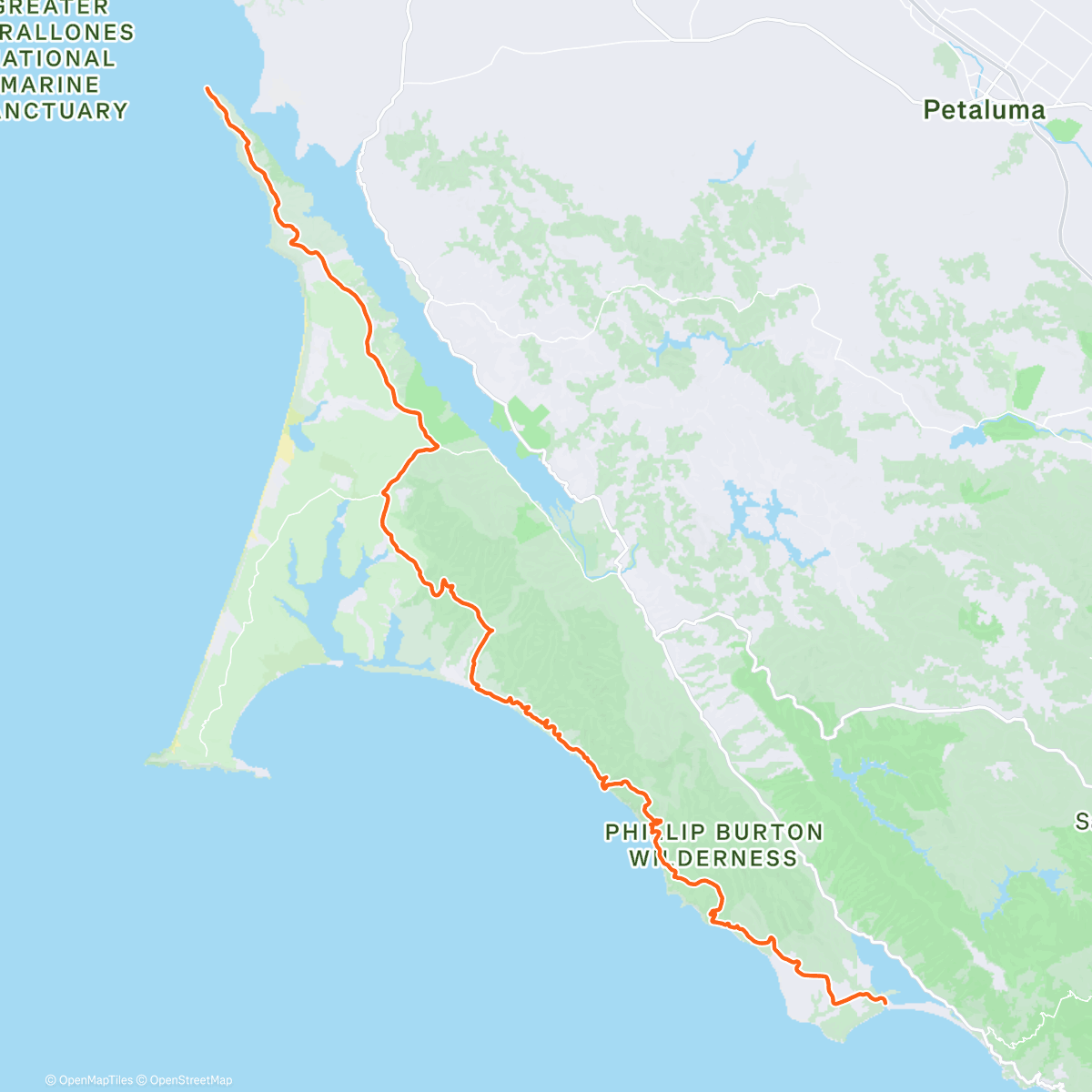 Карта физической активности (Point to Point Reyes)
