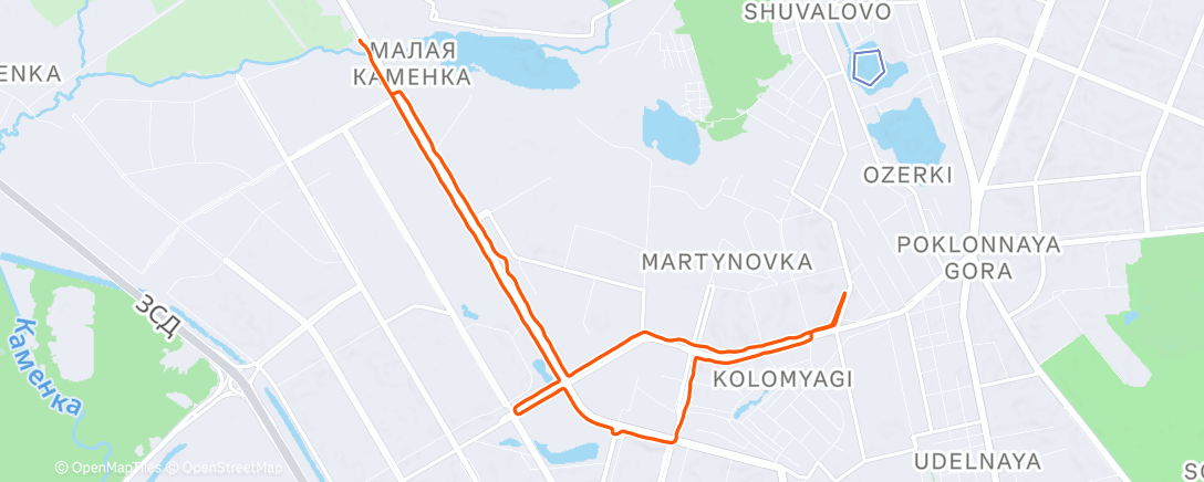Map of the activity, Afternoon Run